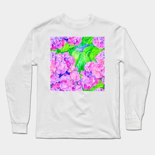Hydrangea flowers and leaves watercolor Long Sleeve T-Shirt